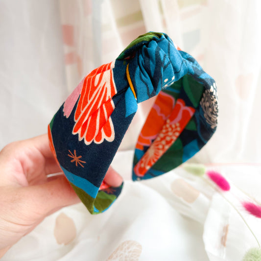 Turquoise Floral Knot Headband