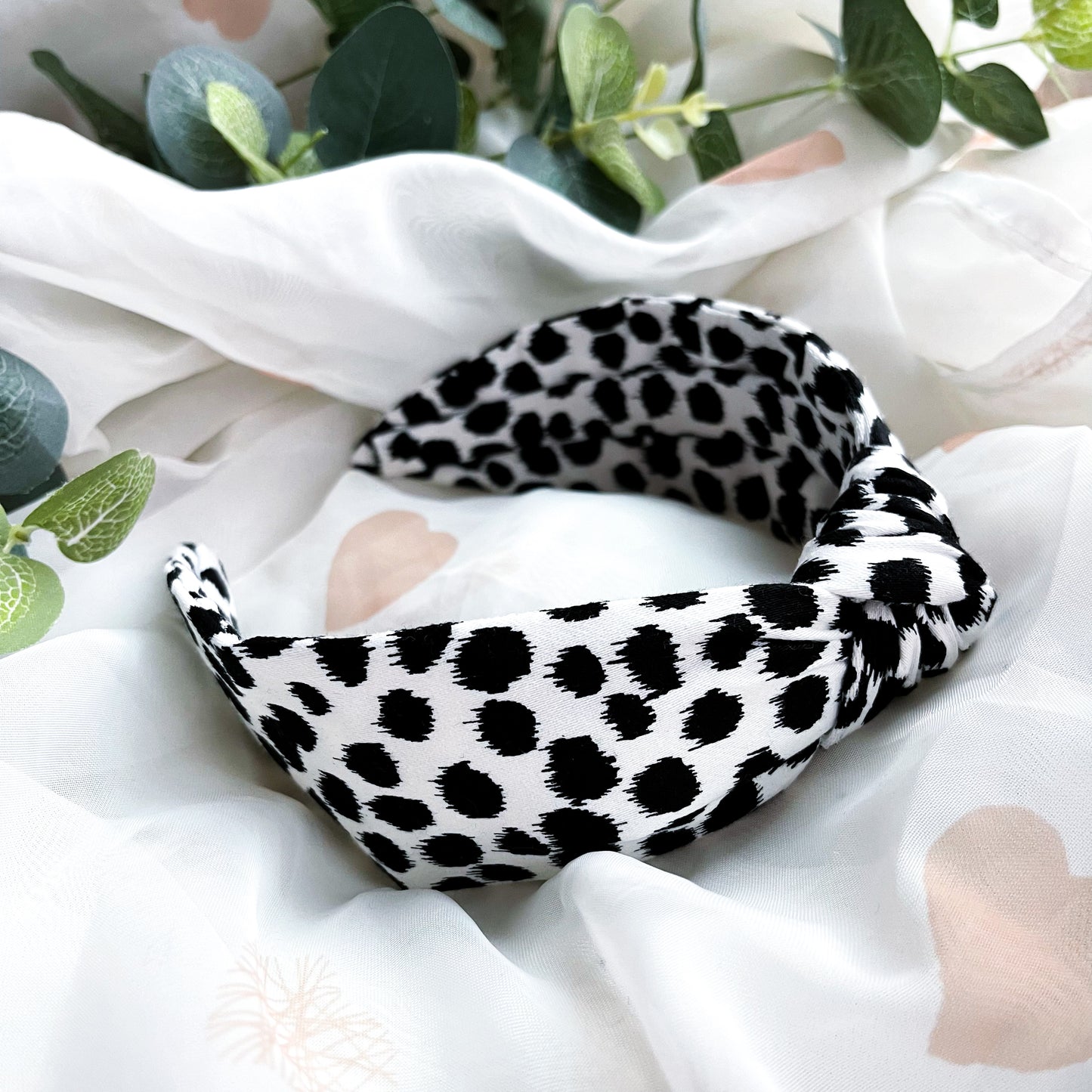 Monochrome Spotty Knot Headband