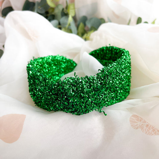 Green Tinsel Knot Headband