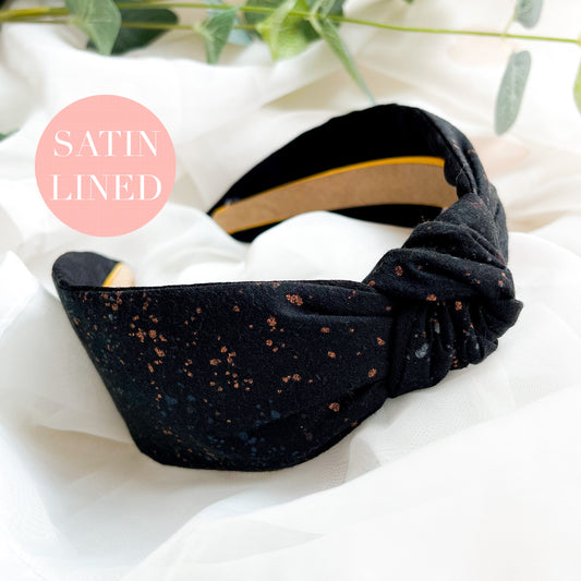 Satin lined headband for curly hair Liberty London knot headband for women, comfortable and flexible fabric hairband, featuring a floral design, is the perfect ladies hair accessory, combining the style of a knotted hairband with the practicality of a wide headband for a chic and secure look.