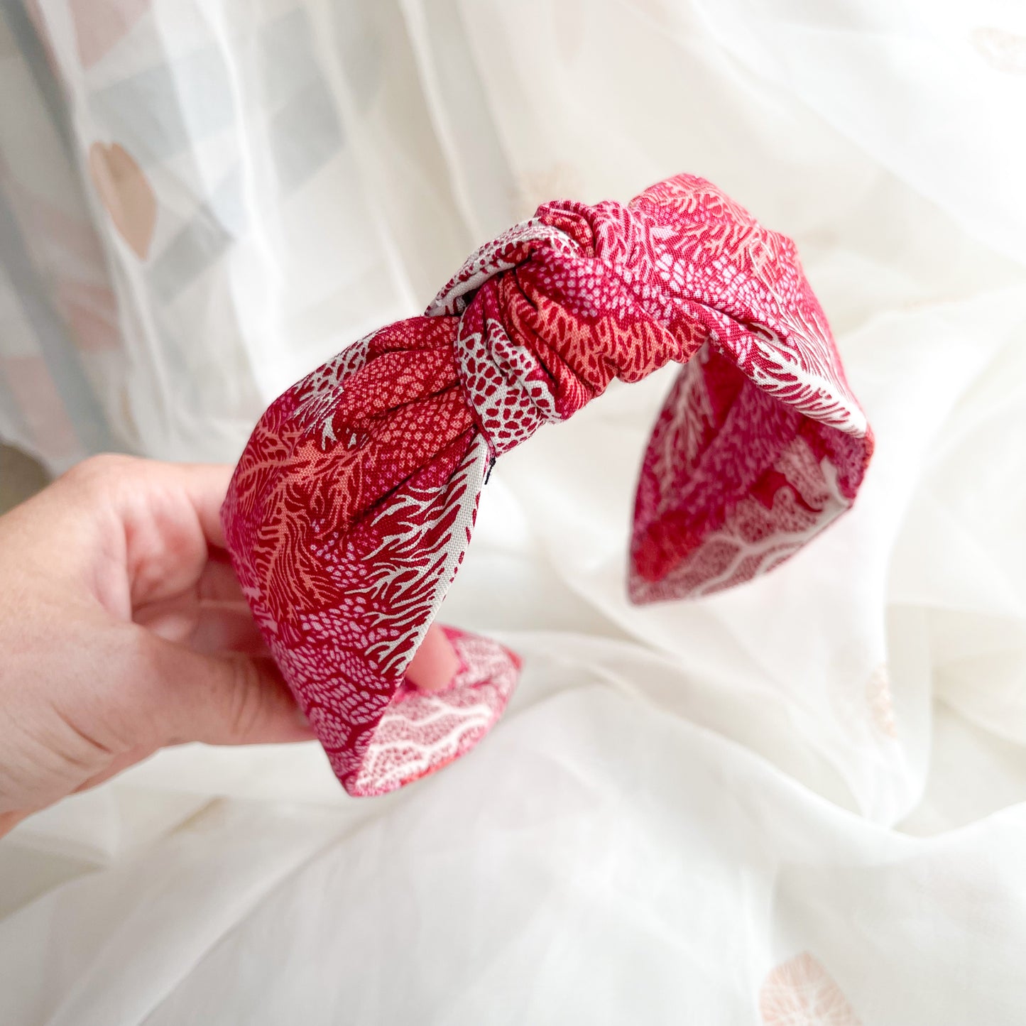 Pink Coral Print Knot Headband