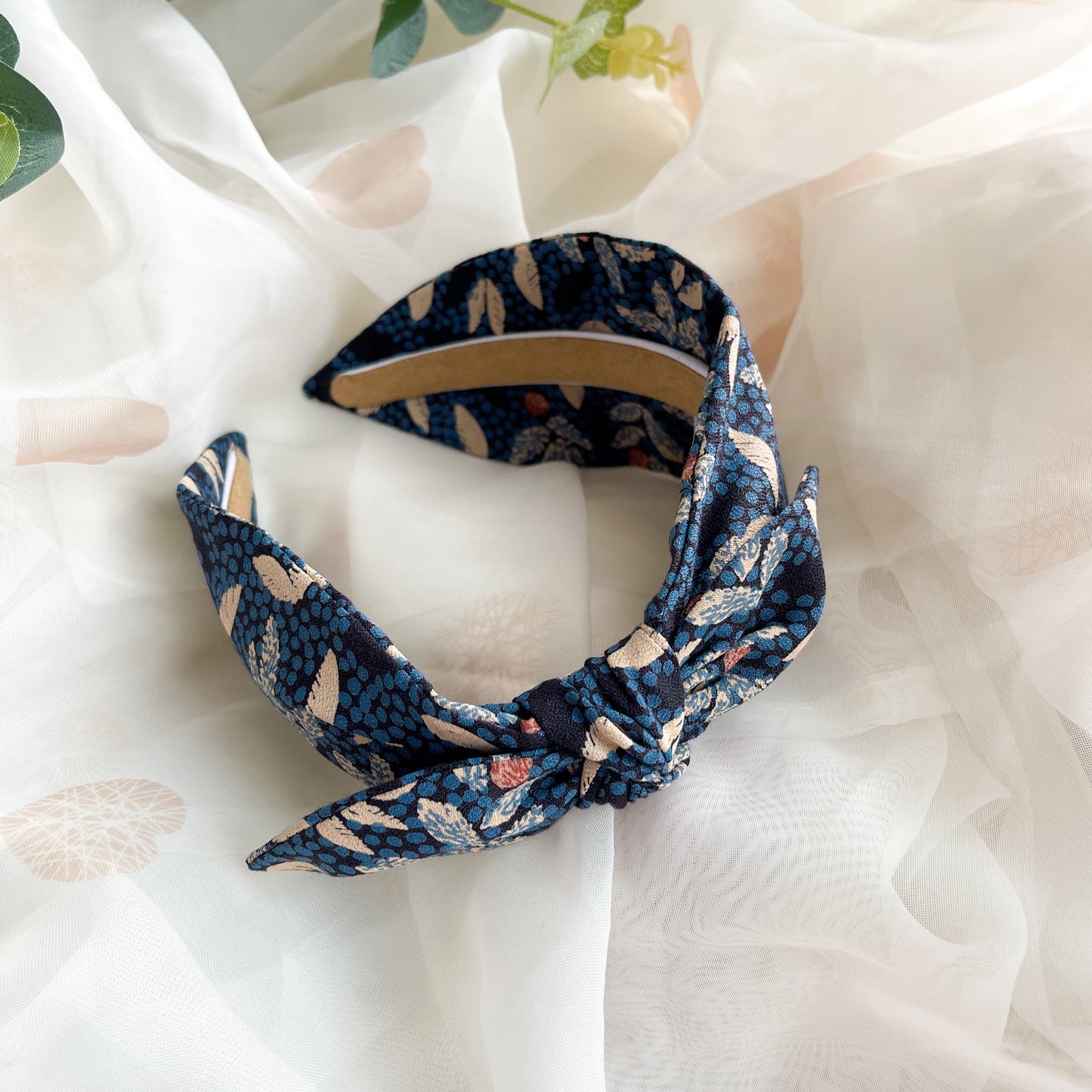 Navy Spot Side Bow Headband