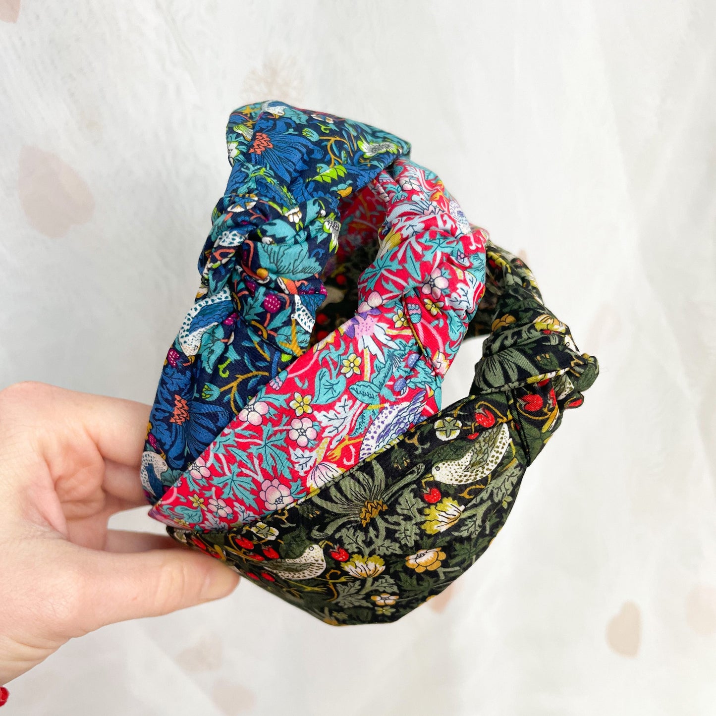 Strawberry Thief Red Liberty of London Print Knot Headband