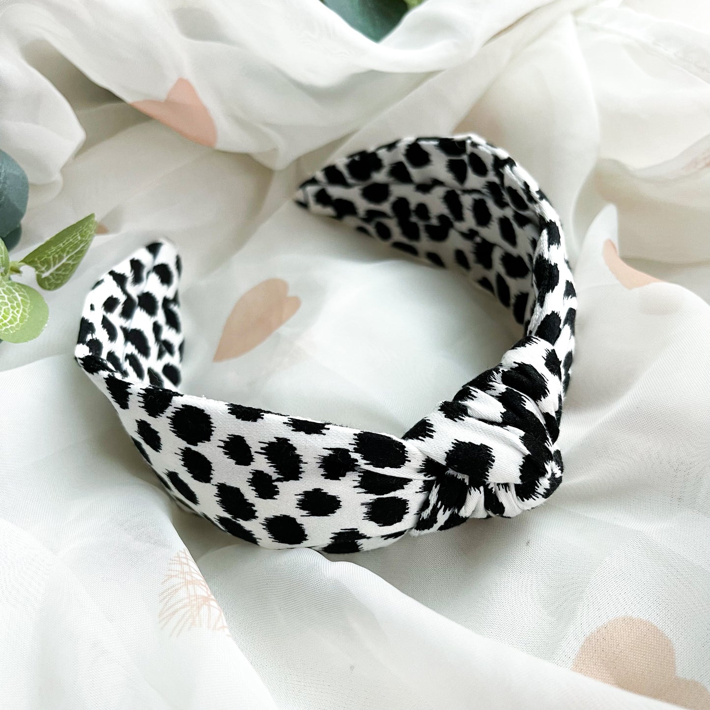 Monochrome Spotty Knot Headband