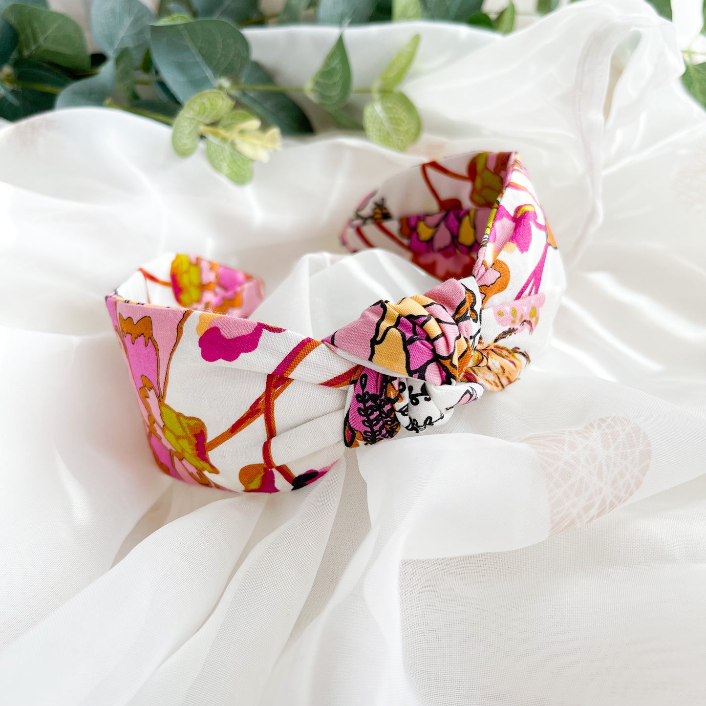 Bold Pink Floral Knot Headband
