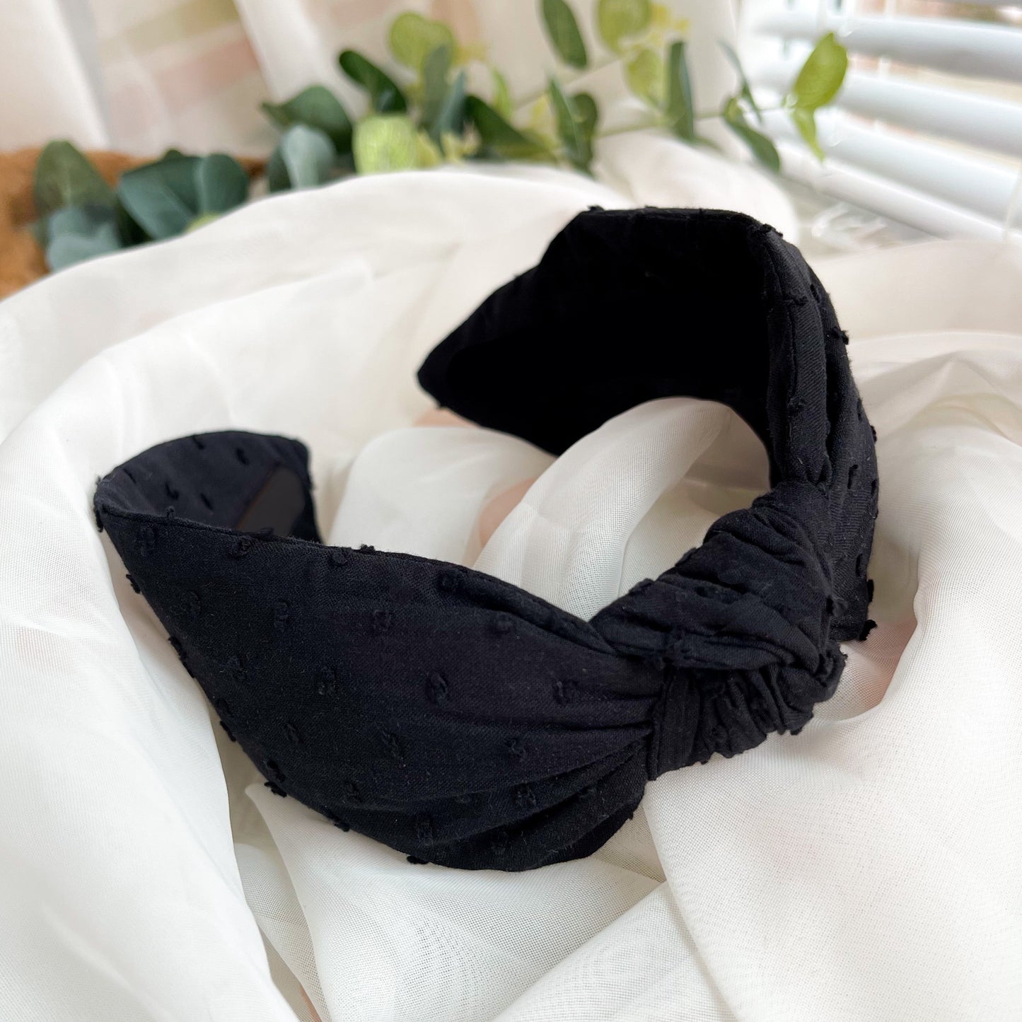 Plain Black Spot Knot Headband