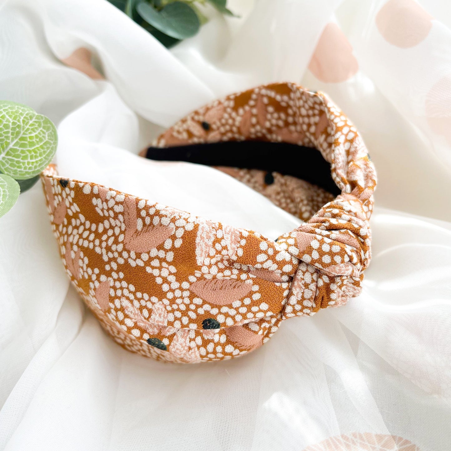 Mustard Floral Print Knot Headband