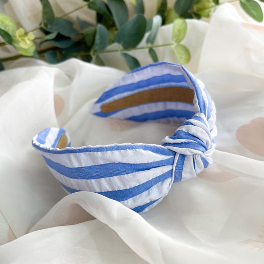 Blue Stripe Knot Headband