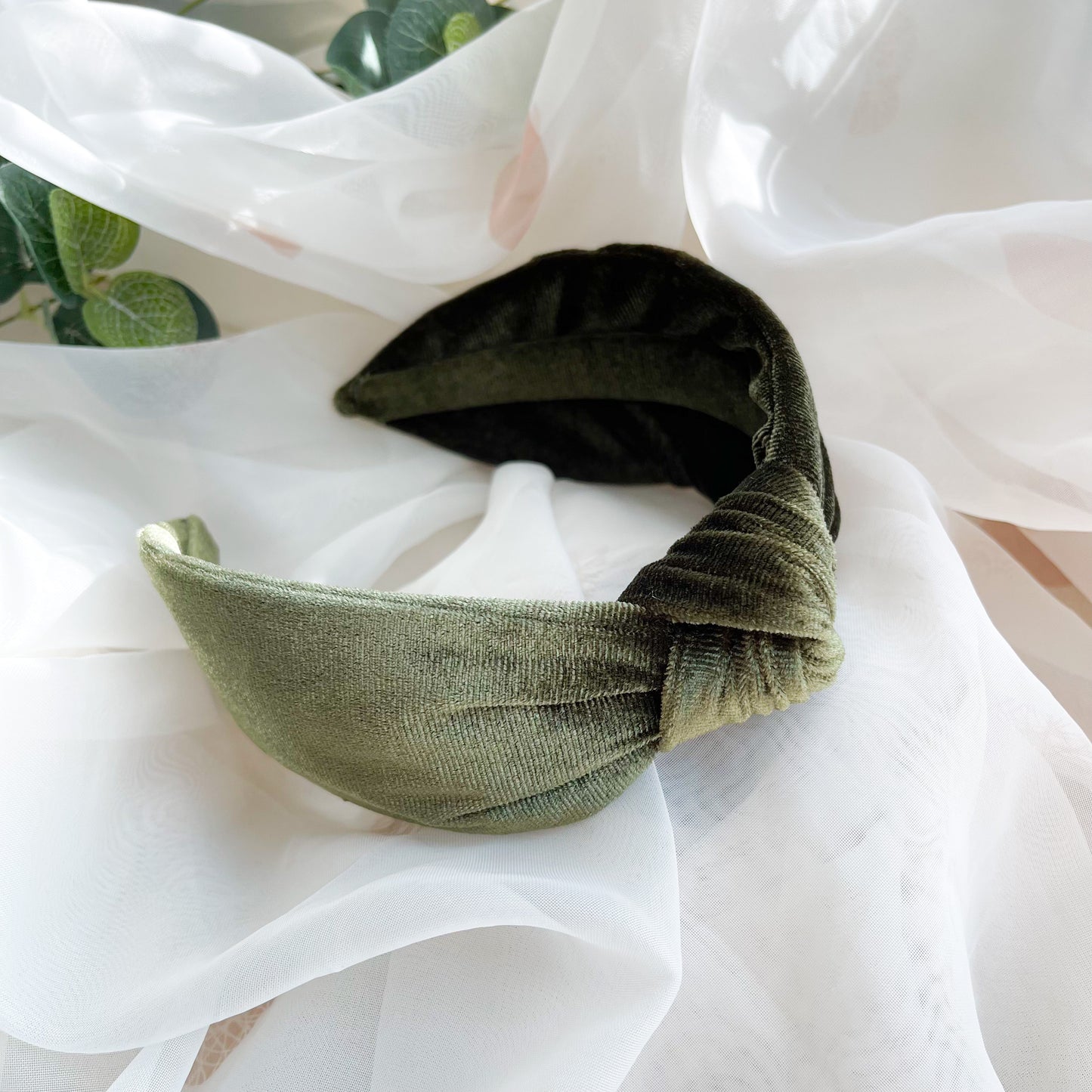 Olive Velvet Knot Headband