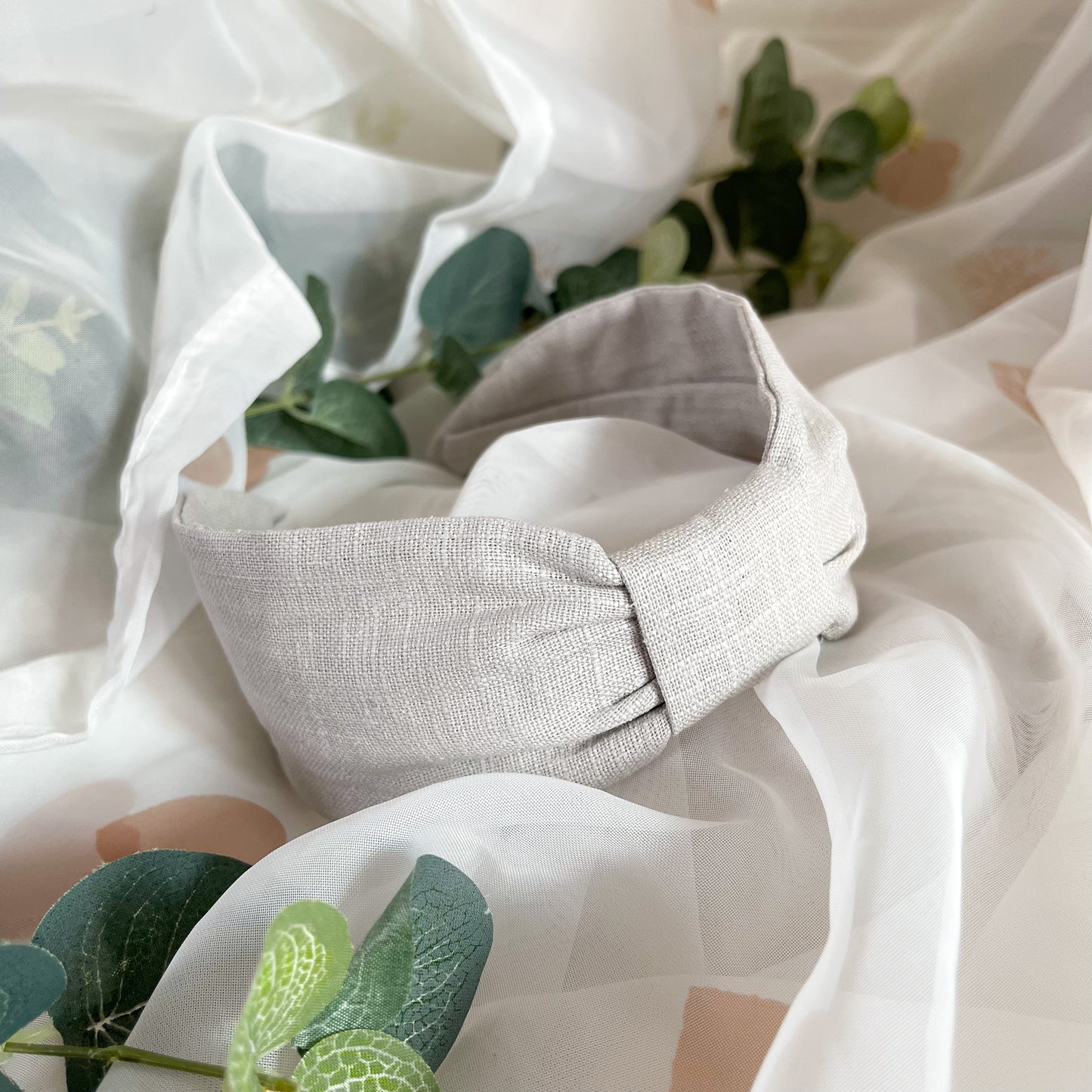 Taupe Linen Turban Headband