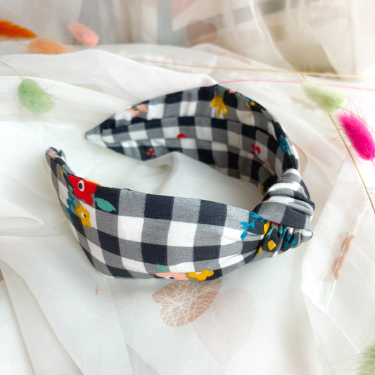 Floral Gingham Knot Headband
