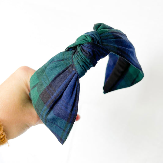 Headwrap headband, gingham hairband, plaid knot headband