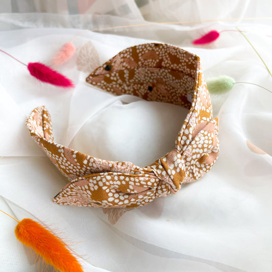 Mustard Spotty Side Bow Headband