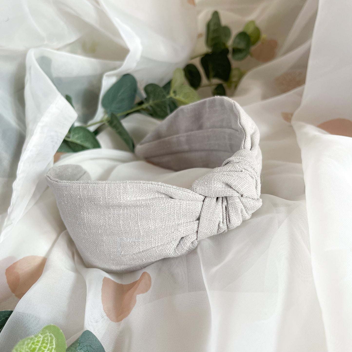 Taupe Linen Knot Headband