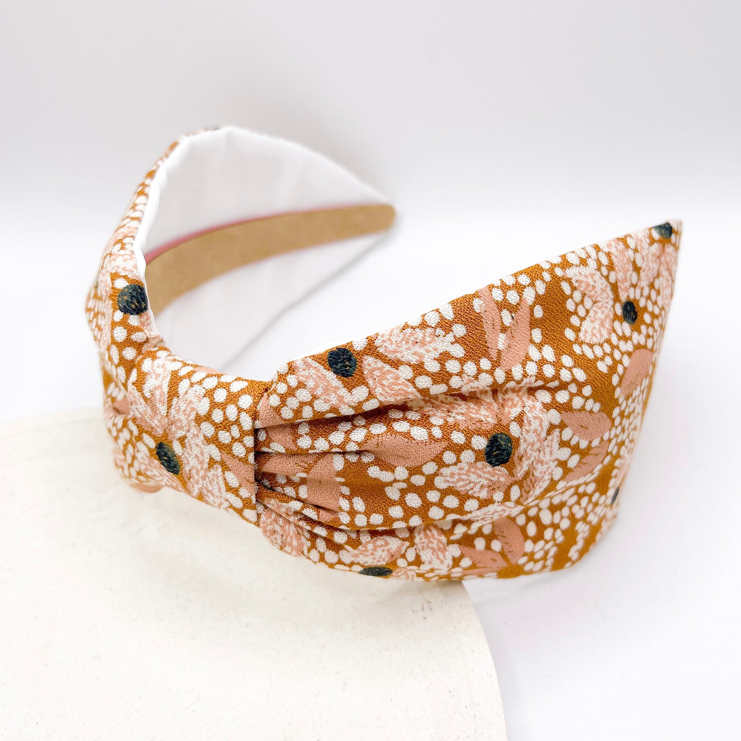 satin headband for women, ladies yellow hair accessory, spotty