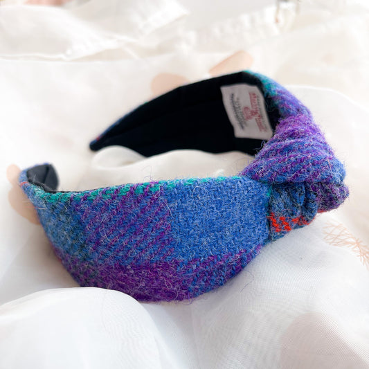 Purple Check Tweed Knot Headband