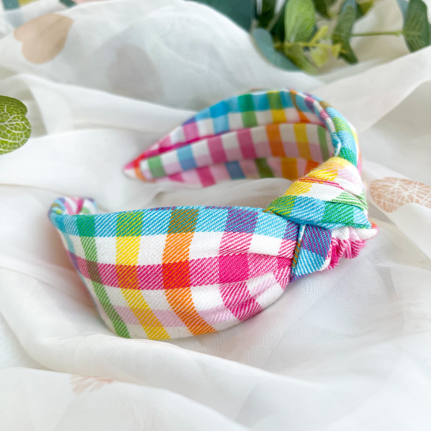 Multicolour Gingham Knot Headband