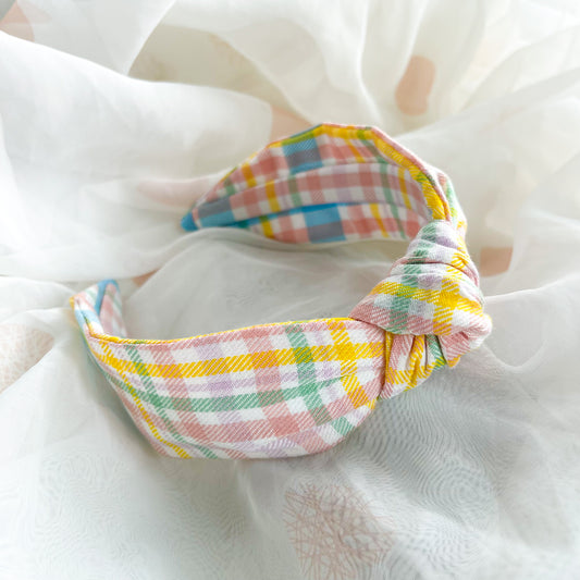 Pastel Tartan Knot Headband
