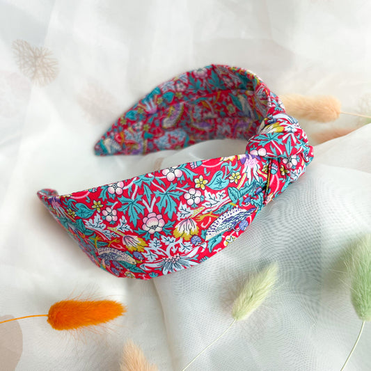 Strawberry Thief Red Liberty of London Print Knot Headband