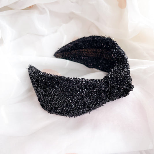 Black Tinsel Knot Headband
