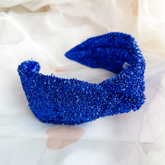 Blue Tinsel Knot Headband