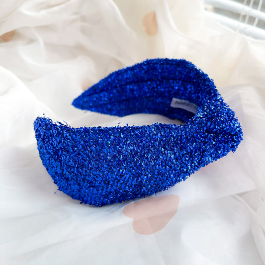 Blue Tinsel Knot Headband
