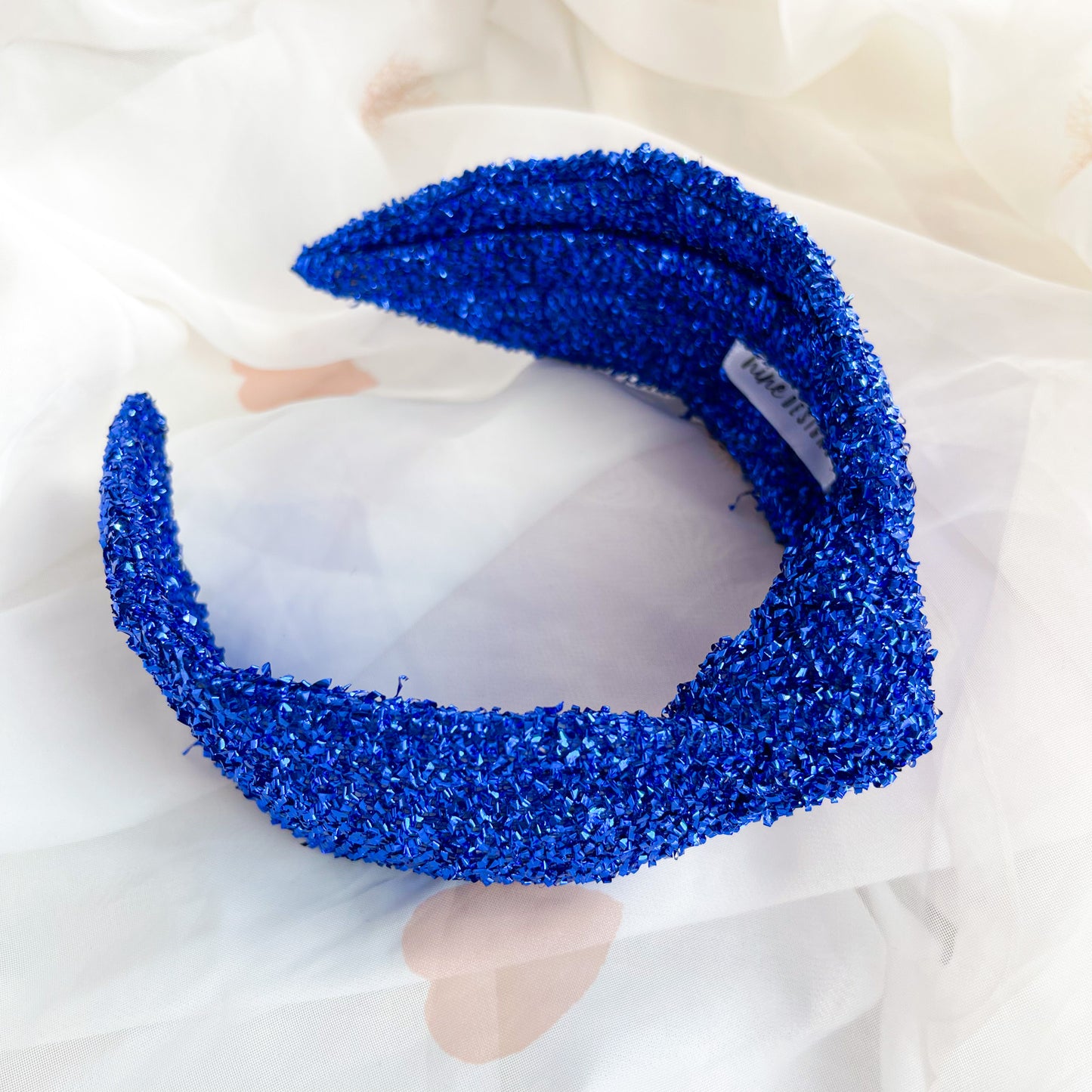 Blue Tinsel Knot Headband