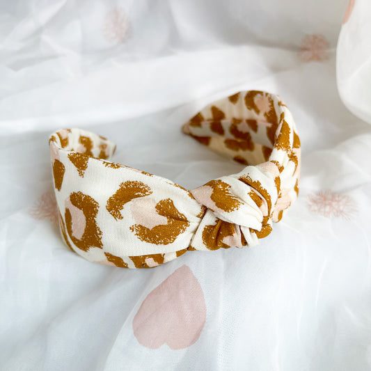 Natural Leopard Print Knot Headband