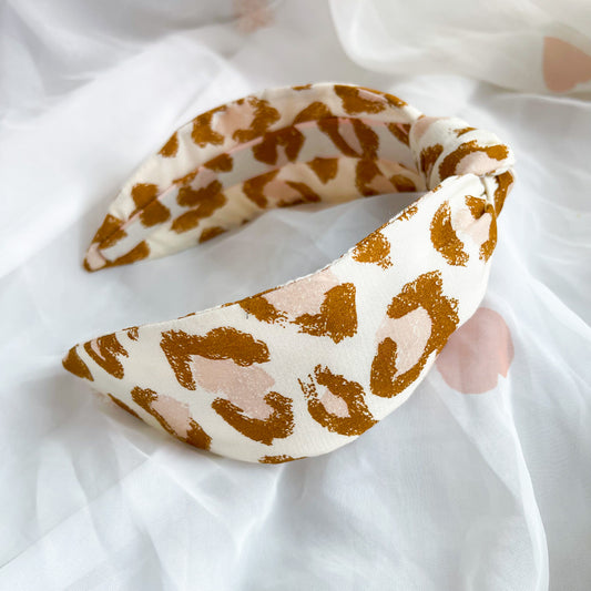 Natural Leopard Print Knot Headband