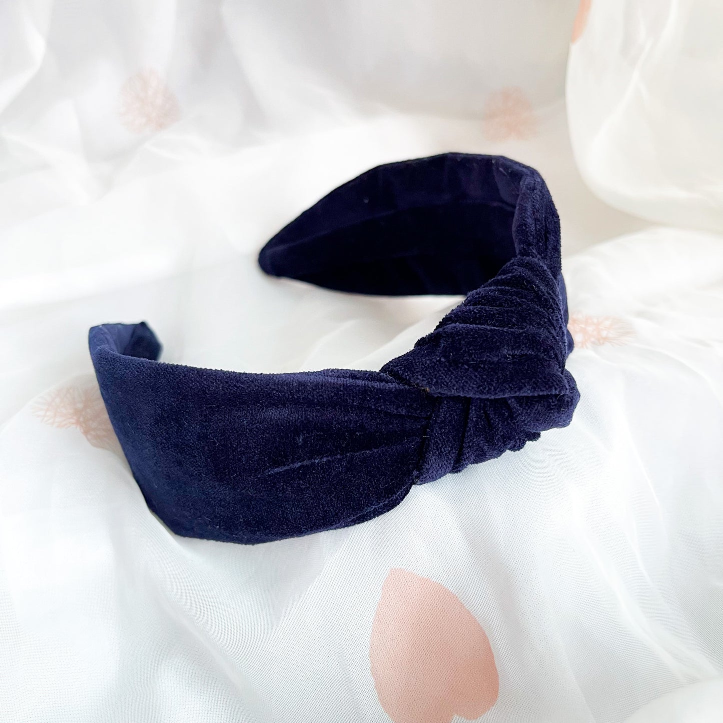 Midnight Blue Velvet Knot Headband