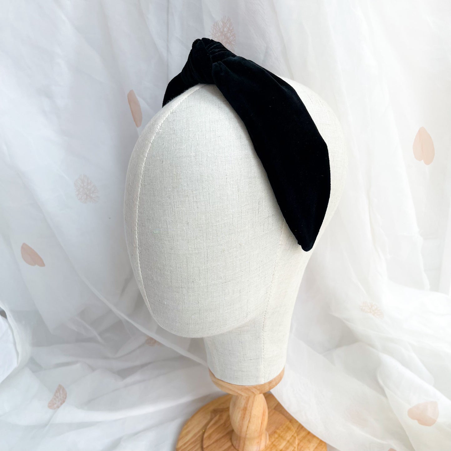 Black Cotton Velvet Knot Headband