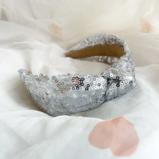 Silver Sequin Knot Headband