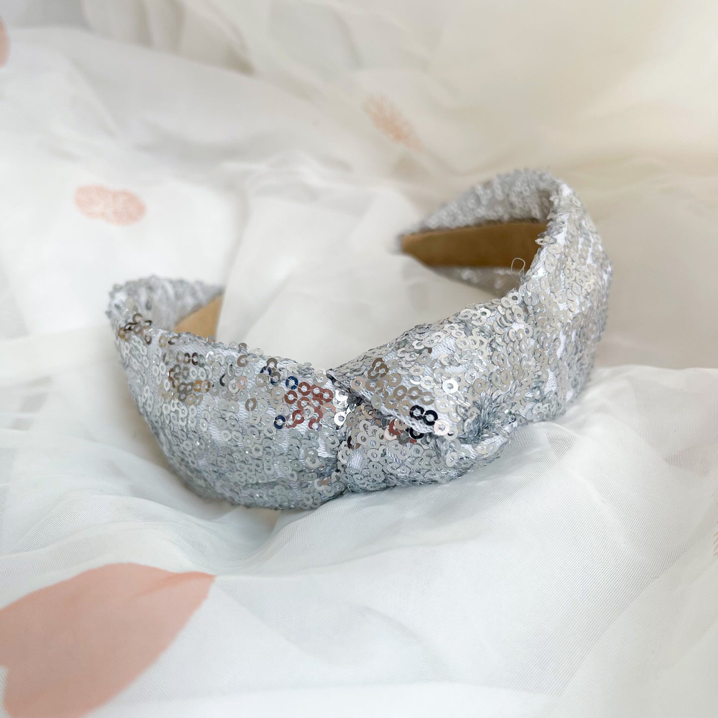 Silver Sequin Knot Headband