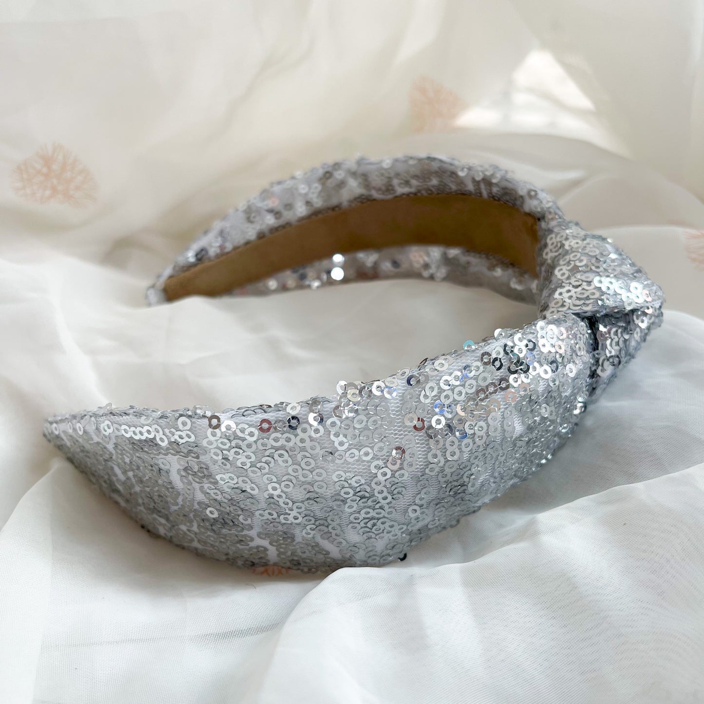 Silver Sequin Knot Headband