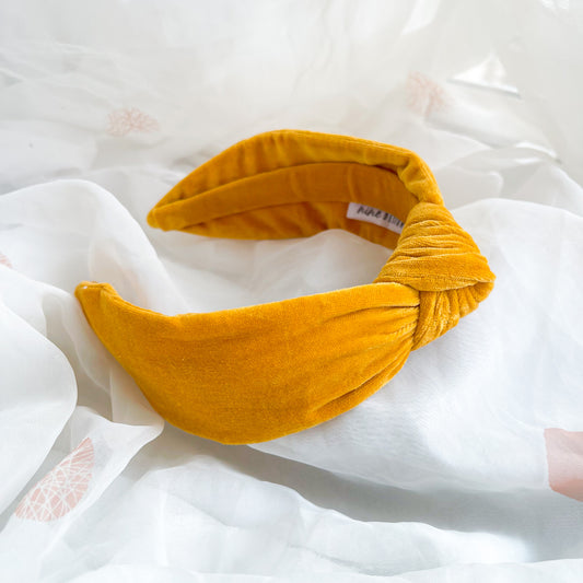 Yellow Velvet Knot Headband