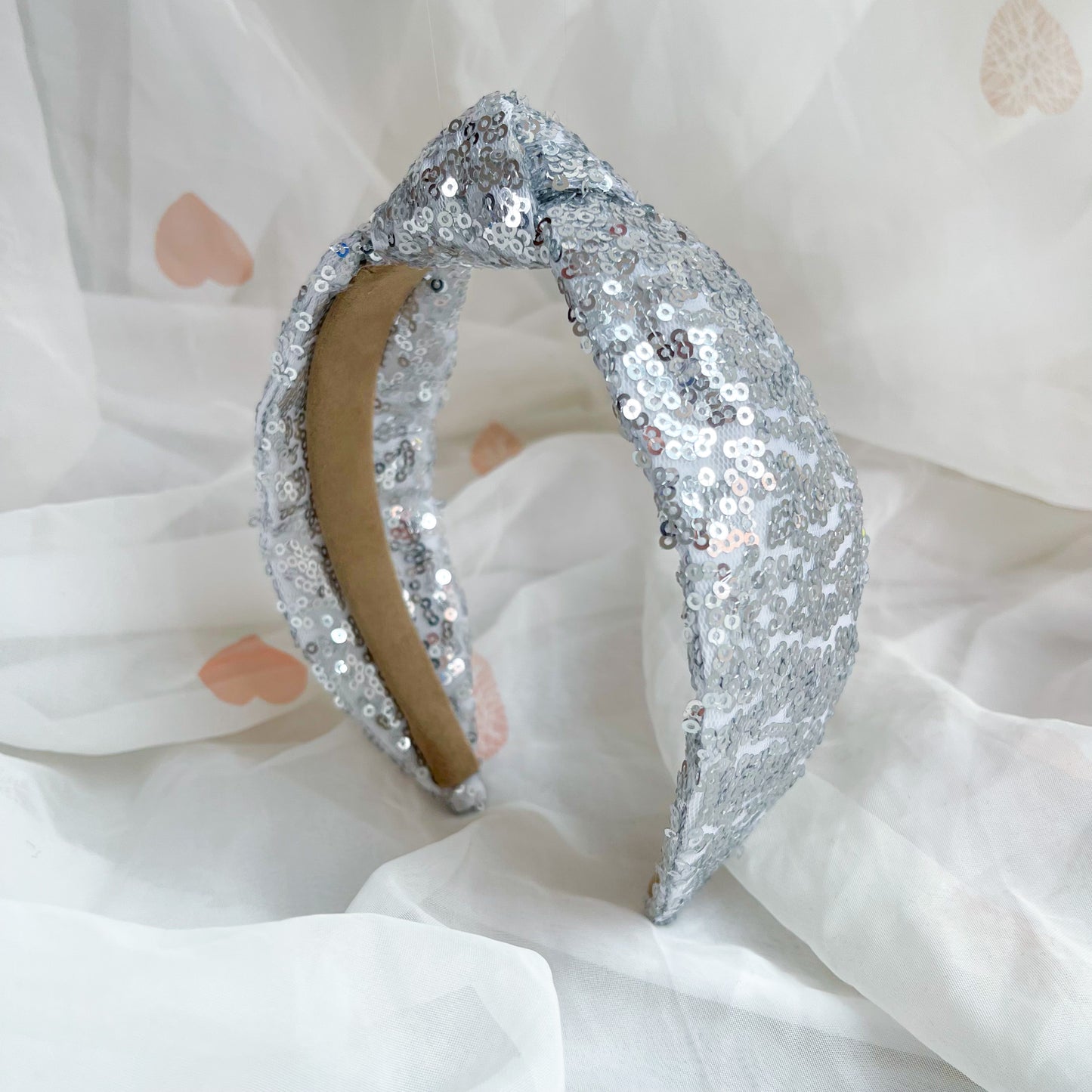 Silver Sequin Knot Headband