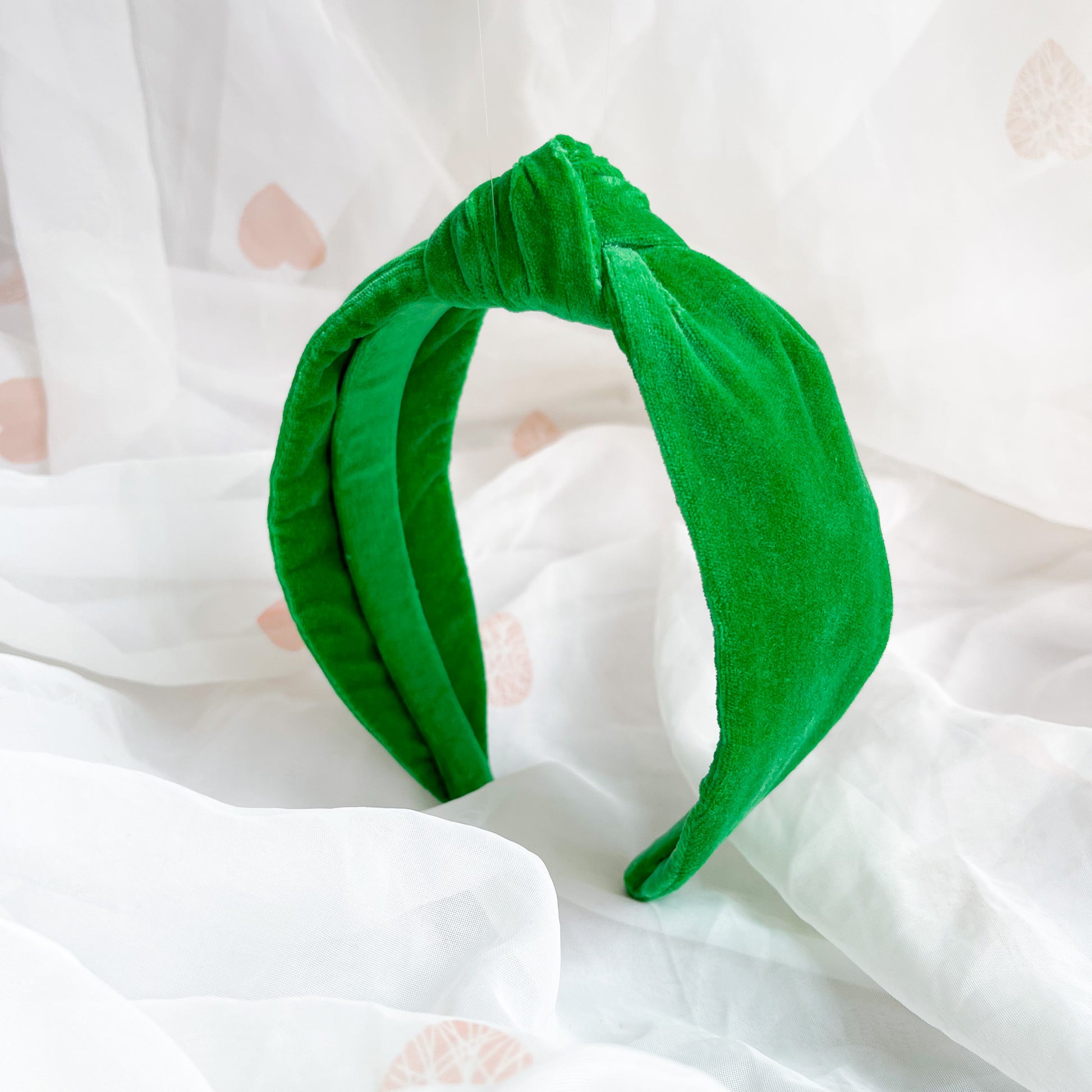 Plain green velvet headband, knot hairband for women luxury hair accessory