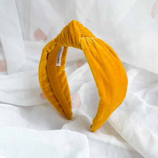 Yellow Velvet Knot Headband