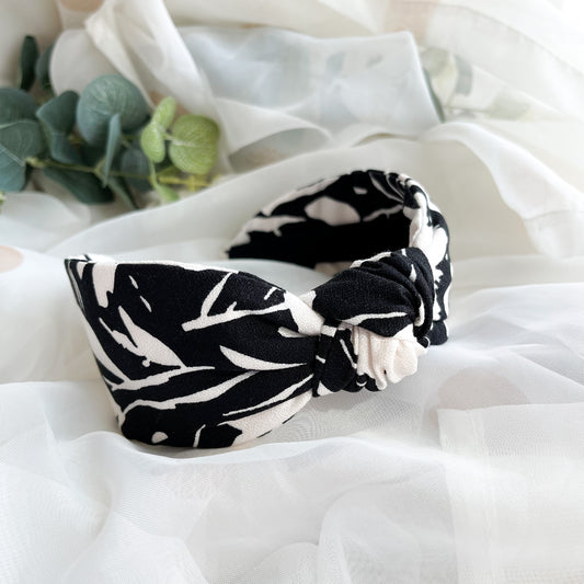 Monochrome Floral Knot Headband