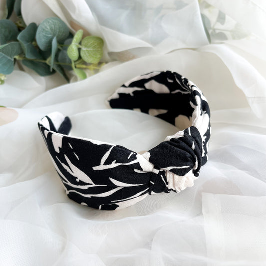 Monochrome Floral Knot Headband
