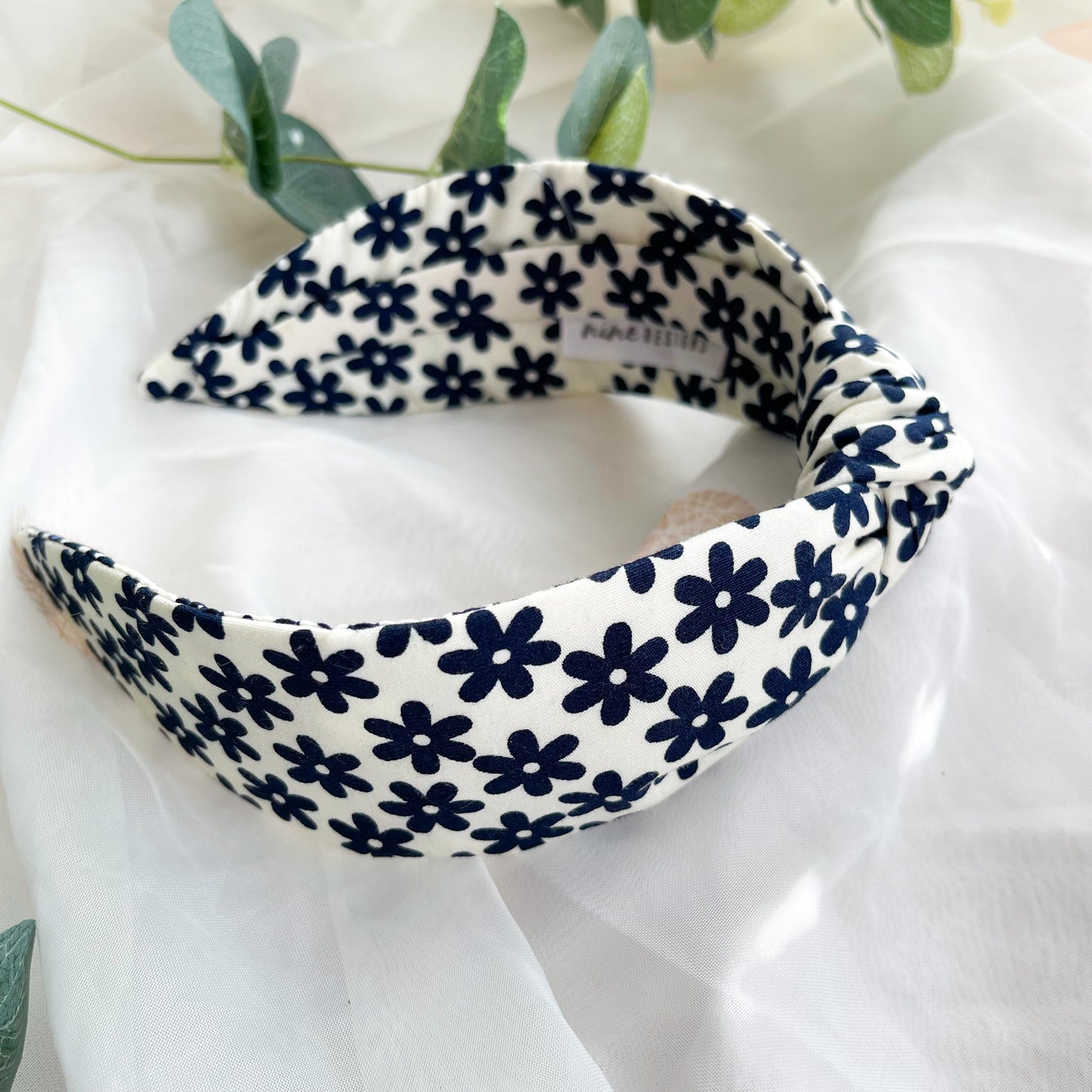 Navy Daisy Knot Headband