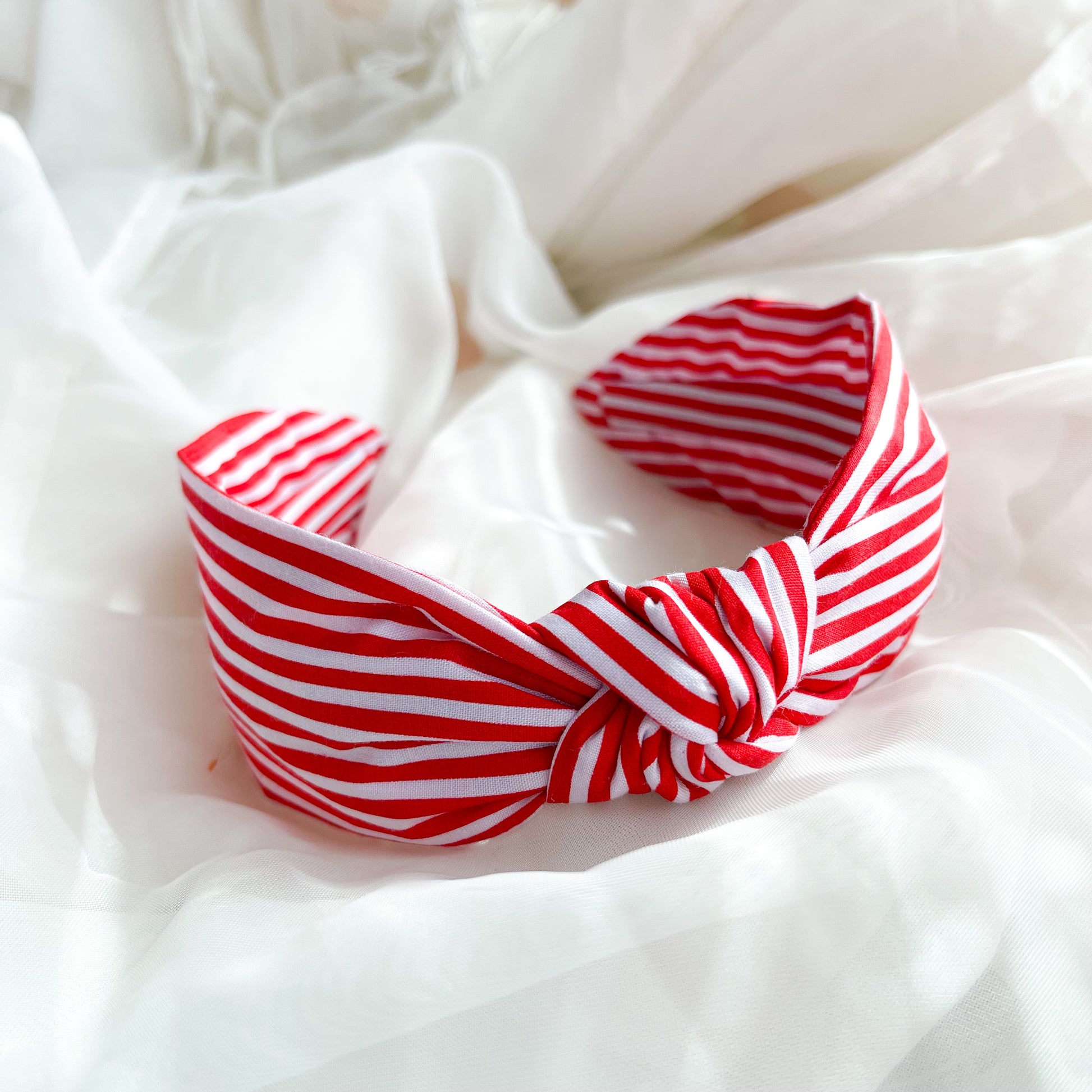 Womens Red Stripe Knot Headband Hair Accessories by Nine Designs