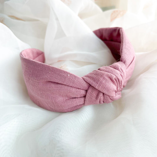 Pink Linen Knot Headband