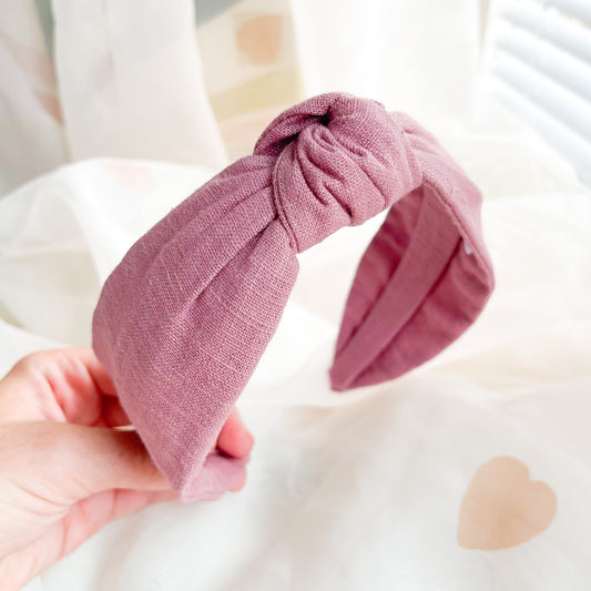 Pink Linen Knot Headband