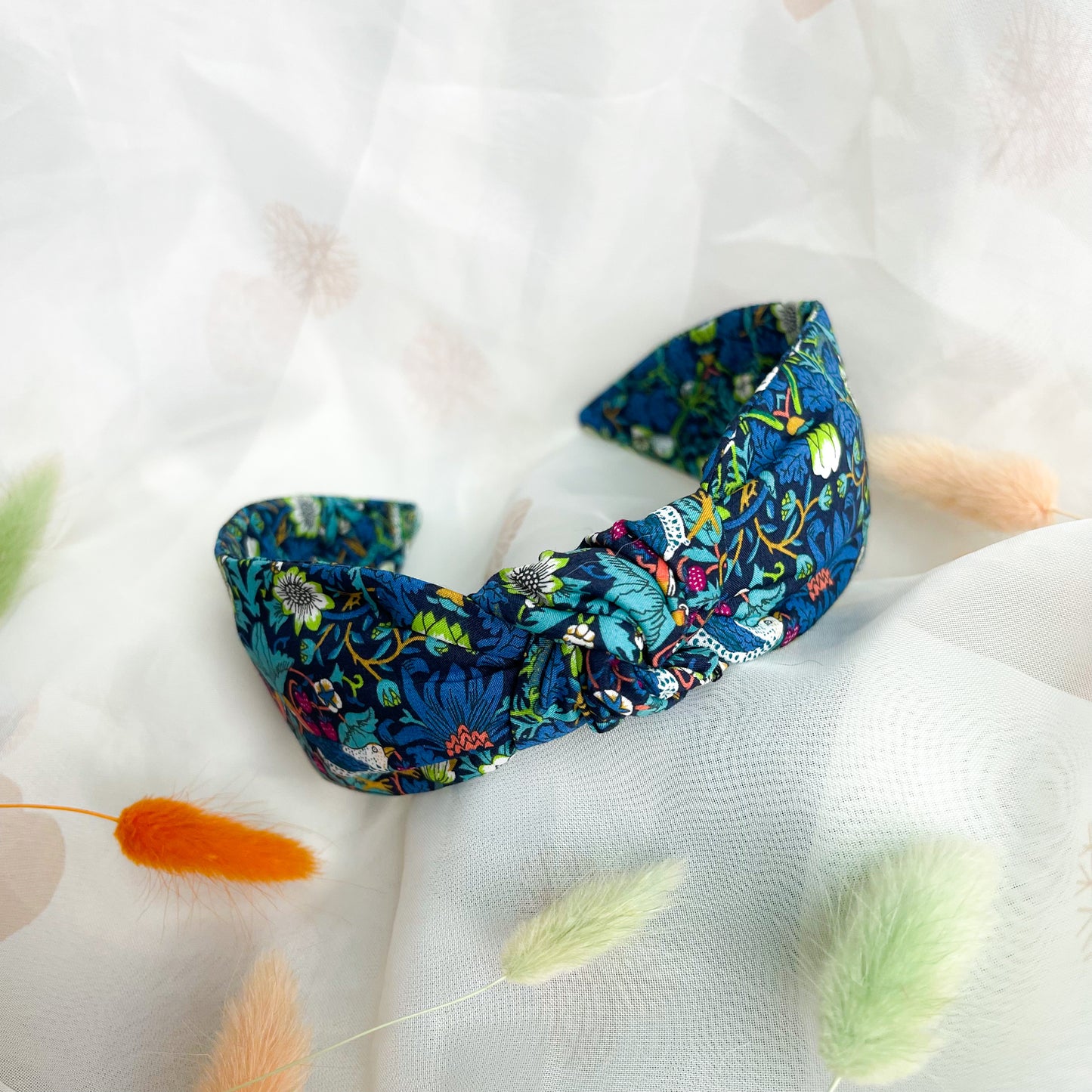 Strawberry Thief Blue Liberty of London Print Knot Headband