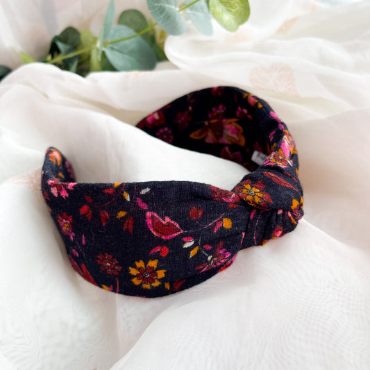 Dark Autumn Floral Knot Headband