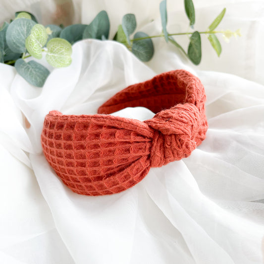 Orange Waffle Knot Headband