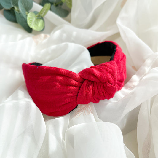 Red Satin Lined Knot Headband