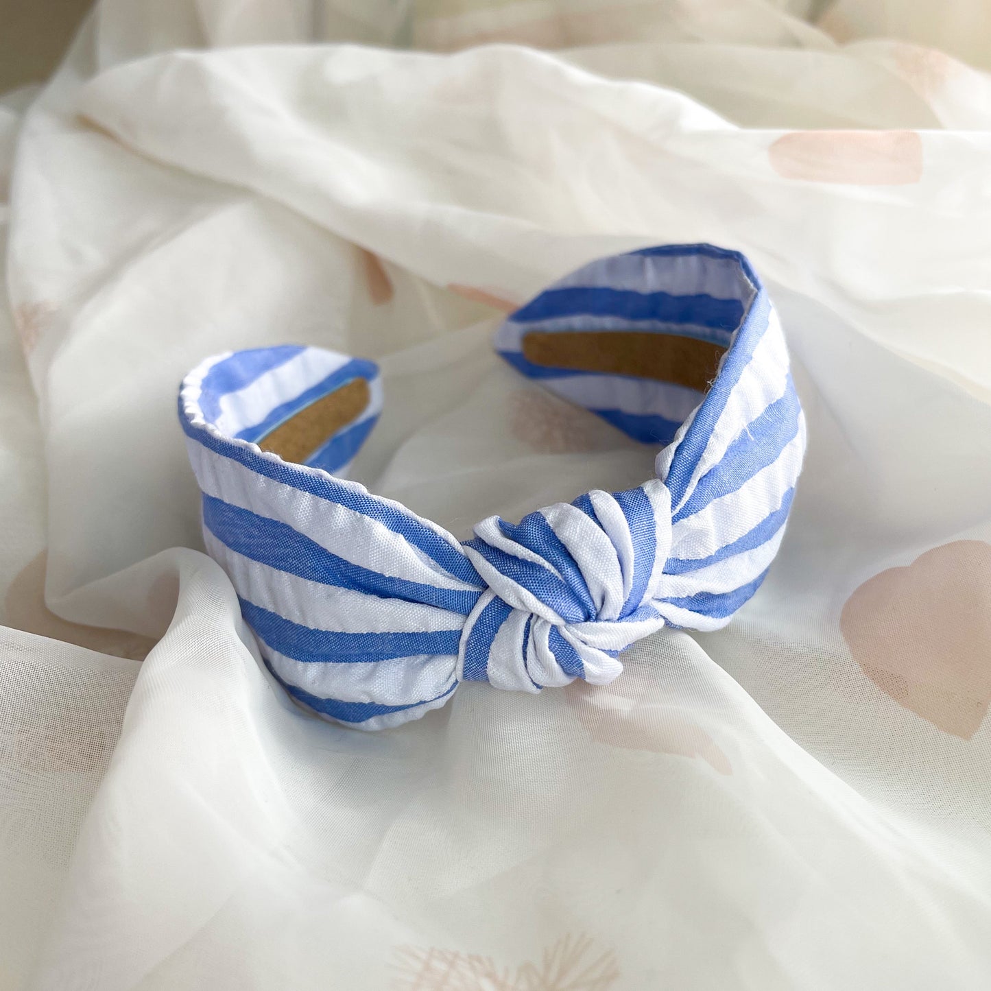 Blue Stripe Knot Headband