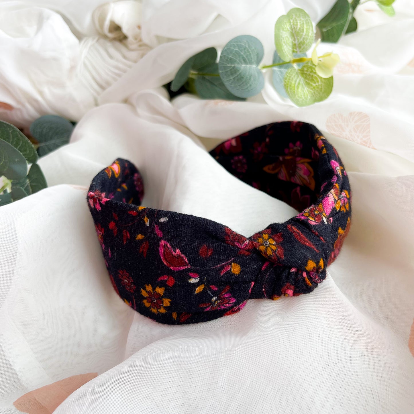 Dark Autumn Floral Knot Headband
